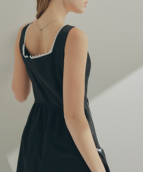 ECREL（エクレール）の「リムレースフリルギャザーワンピース（ワンピース・レディース・ブラック/ベージュ・FREE）」の8枚目の写真