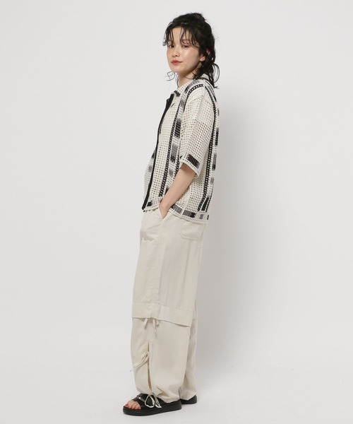 niko and...（ニコアンド）の「クラフトメッシュラインカーディガン（カーディガン/ボレロ・レディース・ホワイト/レッド/チャコール・FREE）」の5枚目の写真