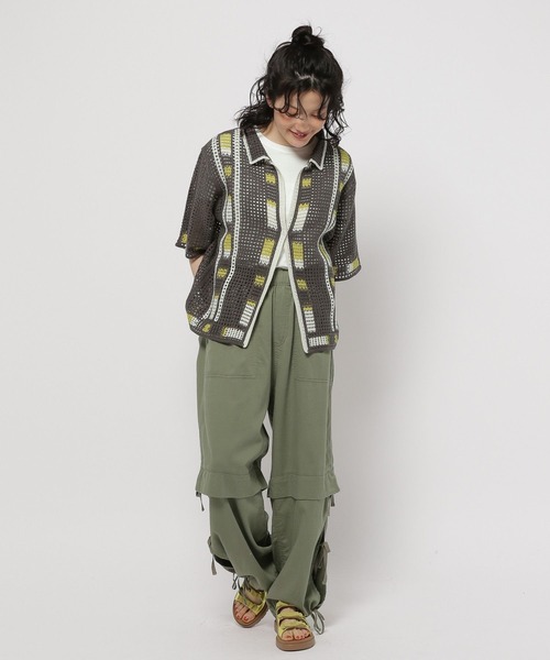 niko and...（ニコアンド）の「クラフトメッシュラインカーディガン（カーディガン/ボレロ・レディース・ホワイト/レッド/チャコール・FREE）」の8枚目の写真