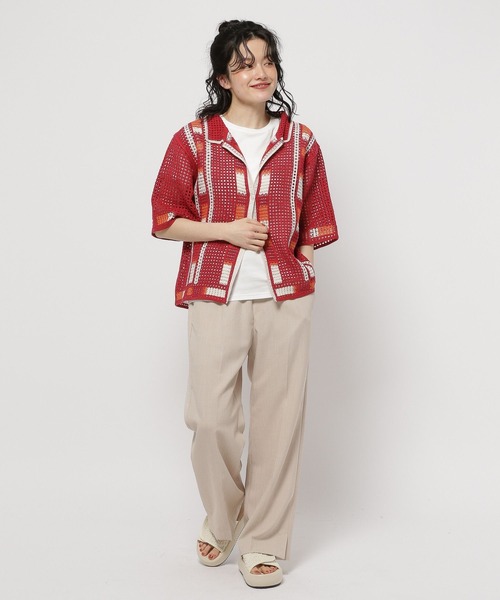 niko and...（ニコアンド）の「クラフトメッシュラインカーディガン（カーディガン/ボレロ・レディース・ホワイト/レッド/チャコール・FREE）」の11枚目の写真