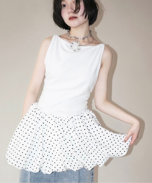 セール】boat neck peplum tank tops / ボートネックペプラムタンク