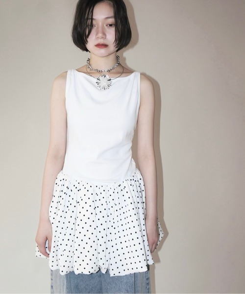 musubore(ムスボレ)の「boat neck peplum tank tops / ボートネックペプラムタンク(タンクトップ・レディース・ブラック/ホワイト・FREE)」の21枚目の写真