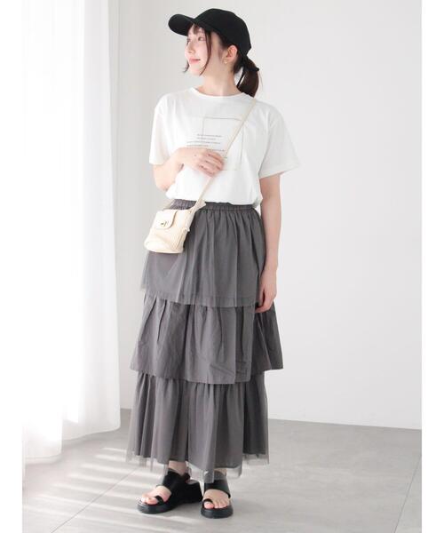 Te chichi TERRASSE（テチチテラス）の「チュールティアードスカート《2025summer catalog item》（スカート・レディース・チャコールグレー/オフホワイト・F）」の7枚目の写真