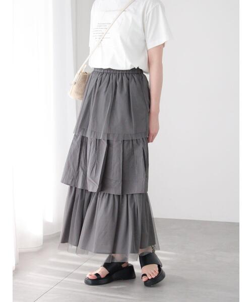 Te chichi TERRASSE（テチチテラス）の「チュールティアードスカート《2025summer catalog item》（スカート・レディース・チャコールグレー/オフホワイト・F）」の9枚目の写真