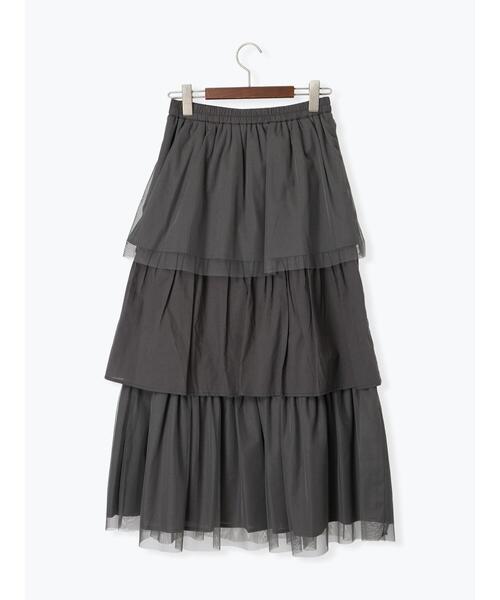 Te chichi TERRASSE（テチチテラス）の「チュールティアードスカート《2025summer catalog item》（スカート・レディース・チャコールグレー/オフホワイト・F）」の12枚目の写真
