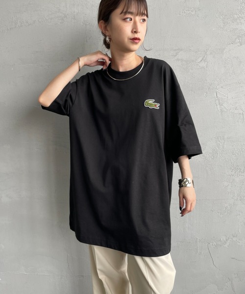 LACOSTE ラコステ ワニロゴワッペン クルーネックＴシャツ Sサイズ セール】[LACOSTE/ラコステ] ワニロゴワッペン クルーネックT
