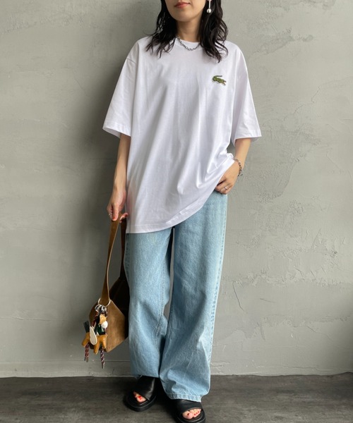 LACOSTE（ラコステ）の「[LACOSTE/ラコステ] ワニロゴワッペン クルーネックＴシャツ（Tシャツ/カットソー・レディース・ホワイト/ブラック・M/L/XL/S）」の19枚目の写真