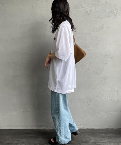 LACOSTE（ラコステ）の「[LACOSTE/ラコステ] ワニロゴワッペン クルーネックＴシャツ（Tシャツ/カットソー・レディース・ホワイト/ブラック・M/L/XL/S）」の20枚目の写真