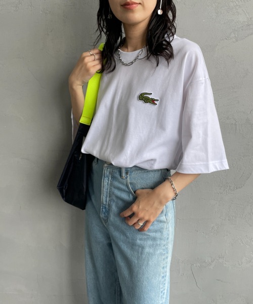 LACOSTE（ラコステ）の「[LACOSTE/ラコステ] ワニロゴワッペン クルーネックＴシャツ（Tシャツ/カットソー・レディース・ホワイト/ブラック・M/L/XL/S）」の22枚目の写真