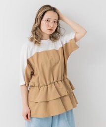JAM & LINK（ジャムアンドリンク）の「異素材コンビドルマンチュニック 【リンクコーデ】（チュニック）」