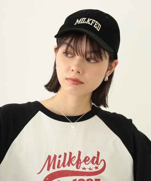 MILKFED.（ミルクフェド）の「LOGO CORDUROY CAP（キャップ・レディース・ブラック/ライトブルー/ピンク・ONE SIZE）」の2枚目の写真