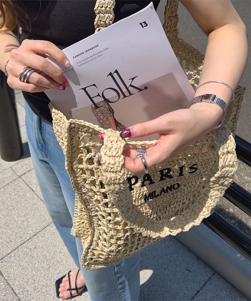 KOBE LETTUCE(コウベレタス)の「ロゴ入り ペーパーバッグ(トートバッグ・レディース・アイボリー/ベージュ・F)」の4枚目の写真