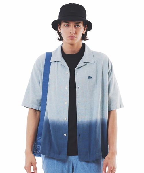 LACOSTE(ラコステ)の「グラデーション コットンオックスフォード オープンカラーシャツ(シャツ/ブラウス・メンズ・グレイッシュブルー/ブラウン/ダークブルー・38/39/40/41)」の3枚目の写真