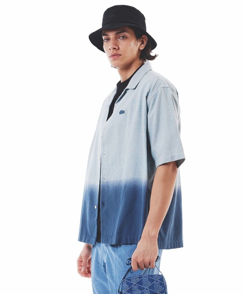 LACOSTE(ラコステ)の「グラデーション コットンオックスフォード オープンカラーシャツ(シャツ/ブラウス・メンズ・グレイッシュブルー/ブラウン/ダークブルー・38/39/40/41)」の7枚目の写真