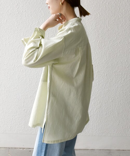 セール】SHIPS any:〈洗濯機可能〉リネン ミックス スタンドカラー