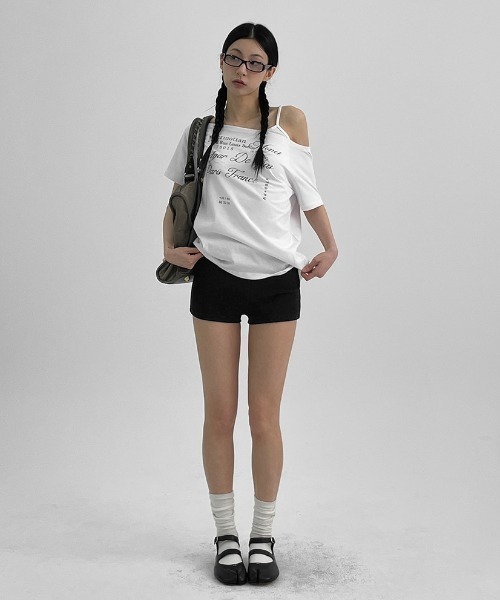 BLACKUP（ブラックアップ）の「[MADE] ルーブルオフショルダー半袖Tシャツ（Tシャツ/カットソー・レディース・グレー/ホワイト・FREE）」の10枚目の写真