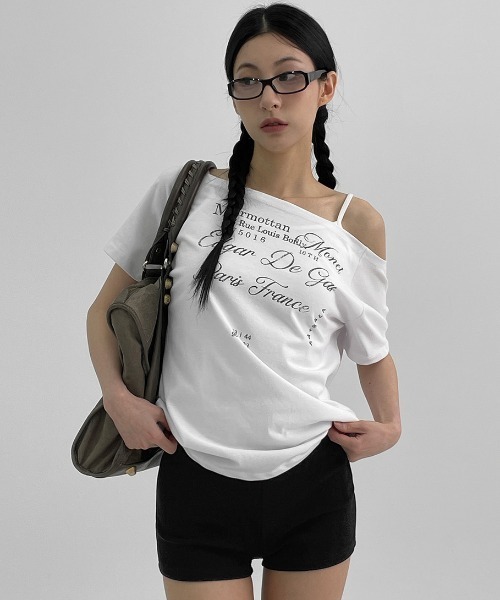 BLACKUP（ブラックアップ）の「[MADE] ルーブルオフショルダー半袖Tシャツ（Tシャツ/カットソー・レディース・グレー/ホワイト・FREE）」の8枚目の写真