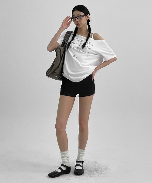 BLACKUP（ブラックアップ）の「[MADE] ルーブルオフショルダー半袖Tシャツ（Tシャツ/カットソー・レディース・グレー/ホワイト・FREE）」の12枚目の写真