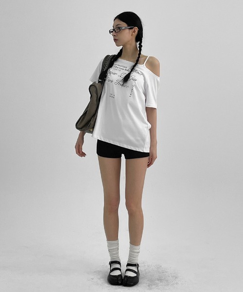 BLACKUP（ブラックアップ）の「[MADE] ルーブルオフショルダー半袖Tシャツ（Tシャツ/カットソー・レディース・グレー/ホワイト・FREE）」の11枚目の写真