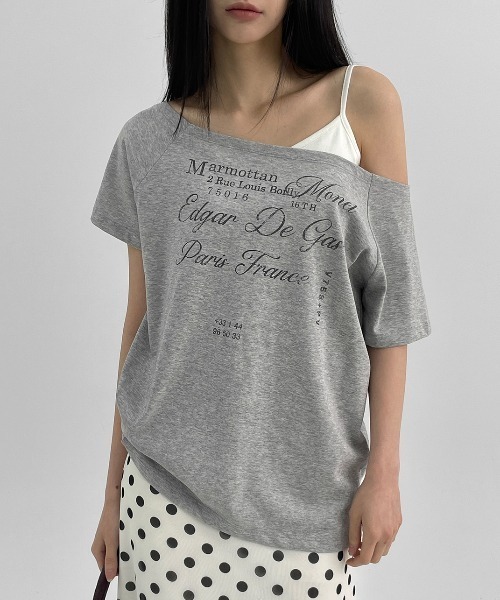 BLACKUP（ブラックアップ）の「[MADE] ルーブルオフショルダー半袖Tシャツ（Tシャツ/カットソー・レディース・グレー/ホワイト・FREE）」の19枚目の写真