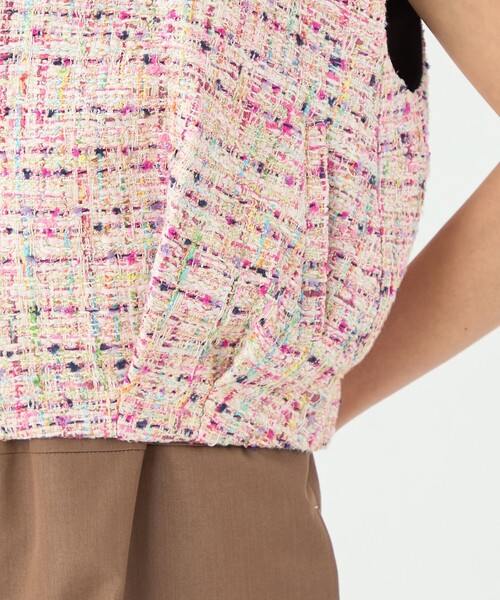 セール】コロレファンシーツイード ジップアップジレ（ベスト