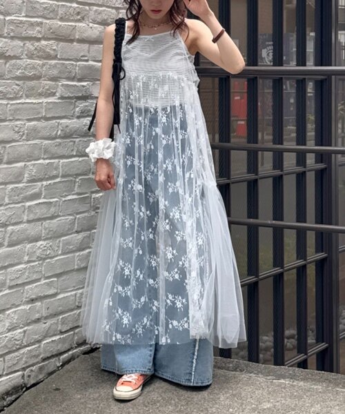 セール】シアーレースキャミワンピース（ワンピース）｜w closet