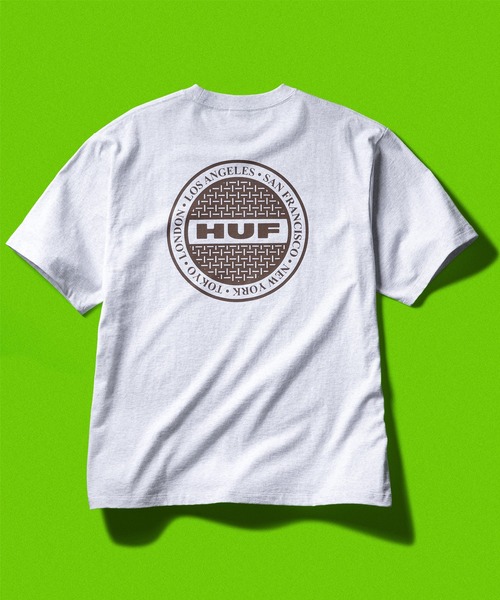 HUF(ハフ)の「MANHOLE TEE(Tシャツ/カットソー・メンズ・ホワイト/ネイビー/ブラック/アッシュグレー・S/XL/L/M/XXL)」の1枚目の写真