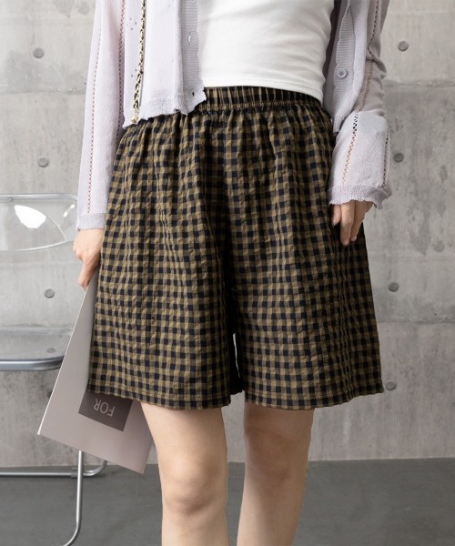 Miniministore（ミニミニストア）の「ギンガムチェックパンツ レディース 春夏（スラックス・レディース・オレンジ系1/オレンジ系2/ブラック系1/グレー系1/ネイビー系1/パープル系1/ライトグリーン系1/ブラック系2/パープル系2/ブラウン系1/ブラウン系2/グレー系2/ライトグリーン系2/ネイビー系2・FREE）」の7枚目の写真