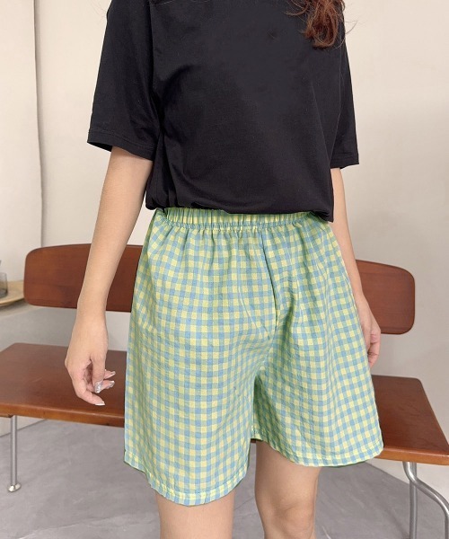 Miniministore（ミニミニストア）の「ギンガムチェックパンツ レディース 春夏（スラックス・レディース・オレンジ系1/オレンジ系2/ブラック系1/グレー系1/ネイビー系1/パープル系1/ライトグリーン系1/ブラック系2/パープル系2/ブラウン系1/ブラウン系2/グレー系2/ライトグリーン系2/ネイビー系2・FREE）」の8枚目の写真