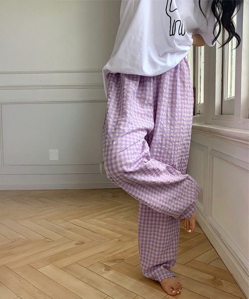 Miniministore（ミニミニストア）の「ギンガムチェックパンツ レディース 春夏（スラックス・レディース・オレンジ系1/オレンジ系2/ブラック系1/グレー系1/ネイビー系1/パープル系1/ライトグリーン系1/ブラック系2/パープル系2/ブラウン系1/ブラウン系2/グレー系2/ライトグリーン系2/ネイビー系2・FREE）」の11枚目の写真