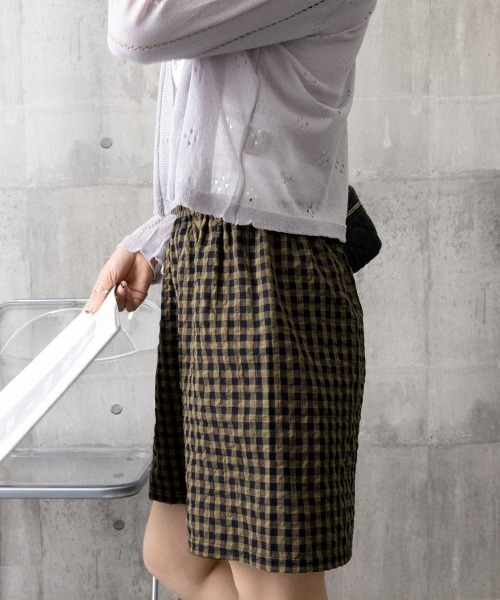 Miniministore（ミニミニストア）の「ギンガムチェックパンツ レディース 春夏（スラックス・レディース・オレンジ系1/オレンジ系2/ブラック系1/グレー系1/ネイビー系1/パープル系1/ライトグリーン系1/ブラック系2/パープル系2/ブラウン系1/ブラウン系2/グレー系2/ライトグリーン系2/ネイビー系2・FREE）」の15枚目の写真
