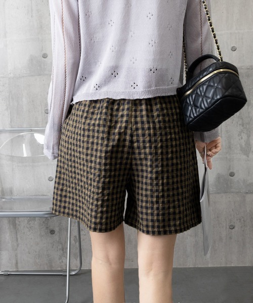 Miniministore（ミニミニストア）の「ギンガムチェックパンツ レディース 春夏（スラックス・レディース・オレンジ系1/オレンジ系2/ブラック系1/グレー系1/ネイビー系1/パープル系1/ライトグリーン系1/ブラック系2/パープル系2/ブラウン系1/ブラウン系2/グレー系2/ライトグリーン系2/ネイビー系2・FREE）」の16枚目の写真