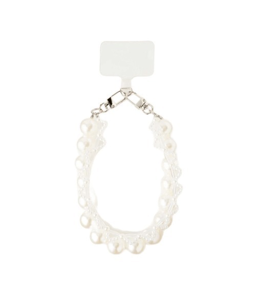 Casselini(キャセリーニ)の「Casselini Double Beads Hand Strap(キャセリーニ ダブルビーズハンドストラップ)(スマホグッズ・レディース・ホワイト/レッド/シルバー・ONE SIZE)」の1枚目の写真