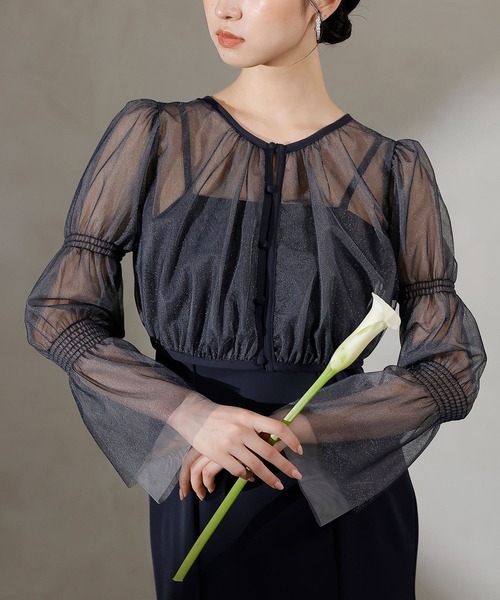 Kana（カナ）の「ラメチュールボレロ マーメイド キャミワンピース 2点セット パーティー ドレス 結婚式 お呼ばれ オケージョン（ドレス・レディース・ブラック/ライトグレー/ネイビー・M）」の3枚目の写真