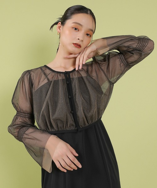 Kana（カナ）の「ラメチュールボレロ マーメイド キャミワンピース 2点セット パーティー ドレス 結婚式 お呼ばれ オケージョン（ドレス・レディース・ブラック/ライトグレー/ネイビー・M）」の4枚目の写真