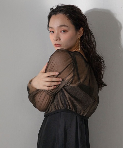 Kana（カナ）の「ラメチュールボレロ マーメイド キャミワンピース 2点セット パーティー ドレス 結婚式 お呼ばれ オケージョン（ドレス・レディース・ブラック/ライトグレー/ネイビー・M）」の5枚目の写真