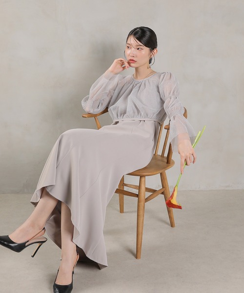 Kana（カナ）の「ラメチュールボレロ マーメイド キャミワンピース 2点セット パーティー ドレス 結婚式 お呼ばれ オケージョン（ドレス・レディース・ブラック/ライトグレー/ネイビー・M）」の7枚目の写真