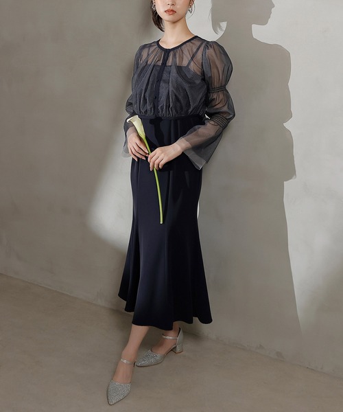 セール】ラメチュールボレロ マーメイド キャミワンピース 2点セット