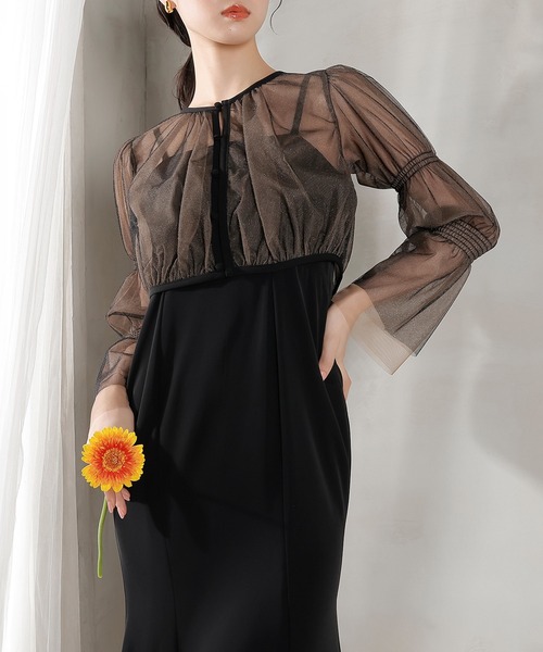 セール】ラメチュールボレロ マーメイド キャミワンピース 2点セット