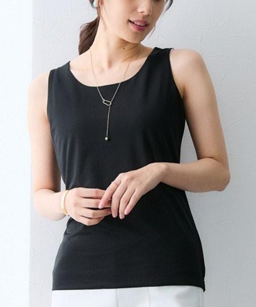 7days Life Styling(セブンデイズライフスタイリング)の「下着が透けにくい シルケット加工タンクトップ(タンクトップ・レディース・ブラック/オフホワイト/ブラック系/ホワイト系・S/M/L/LL)」の4枚目の写真