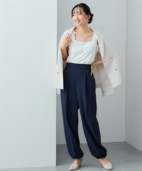 7days Life Styling（セブンデイズライフスタイリング）の「透け対策ダブルフロントスクエアネックタンクトップ（タンクトップ・レディース・ブラック/オフホワイト・S/M/L/LL）」の7枚目の写真