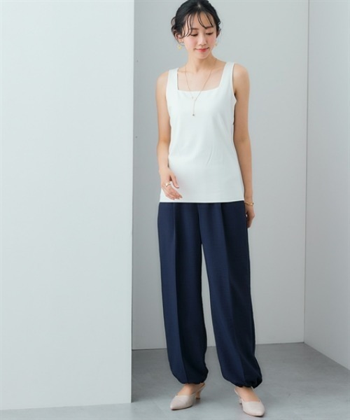 7days Life Styling（セブンデイズライフスタイリング）の「透け対策ダブルフロントスクエアネックタンクトップ（タンクトップ・レディース・ブラック/オフホワイト・S/M/L/LL）」の9枚目の写真