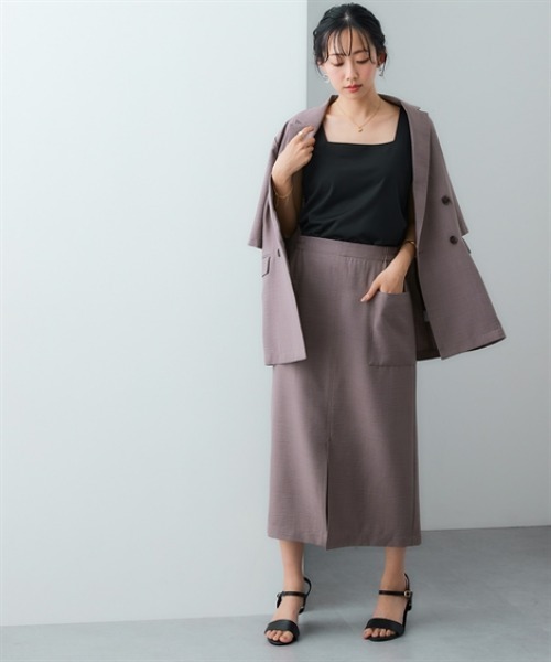 7days Life Styling（セブンデイズライフスタイリング）の「透け対策ダブルフロントスクエアネックタンクトップ（タンクトップ・レディース・ブラック/オフホワイト・S/M/L/LL）」の10枚目の写真