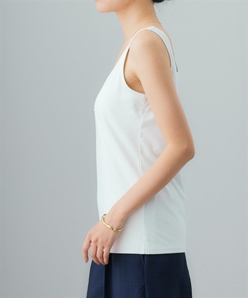 7days Life Styling（セブンデイズライフスタイリング）の「透け対策ダブルフロントスクエアネックタンクトップ（タンクトップ・レディース・ブラック/オフホワイト・S/M/L/LL）」の13枚目の写真