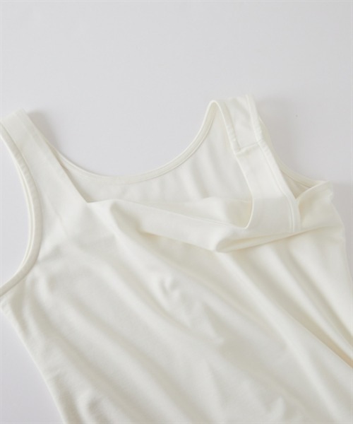7days Life Styling（セブンデイズライフスタイリング）の「透け対策ダブルフロントスクエアネックタンクトップ（タンクトップ・レディース・ブラック/オフホワイト・S/M/L/LL）」の15枚目の写真