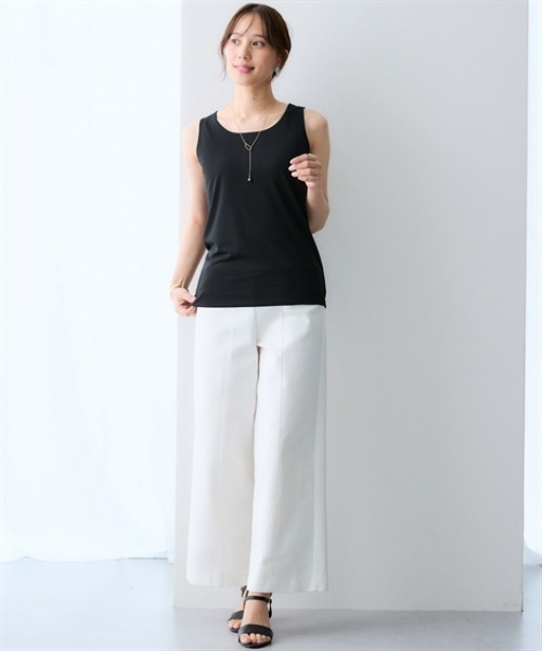 7days Life Styling（セブンデイズライフスタイリング）の「【選べる首元デザイン】下着が透けにくい　シルケット加工タンクトップ（タンクトップ・レディース・ブラック/オフホワイト/ブラック系/ホワイト系・S/M/L/LL/3L/4L/5L）」の18枚目の写真