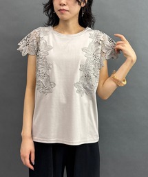 NICOLE white | 袖レースプルオーバー(Tシャツ/カットソー)