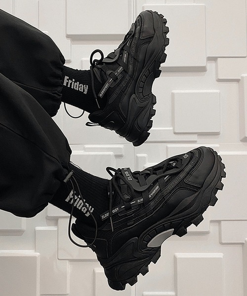 shoes365(シューズスリーシックスファイヴ)の「【SHOES 365】厚底ダッドスニーカー メンズ(スニーカー・メンズ・ブラック/ホワイト・24.5cm/25.5cm/26.5cm/25.0cm/26.0cm/27.0cm)」の3枚目の写真