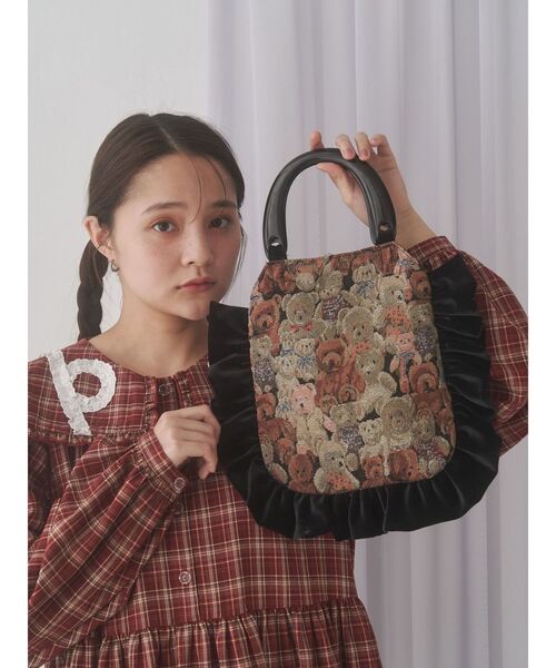 merry jenny（メリージェニー）の「bearジャガードハンドバッグ（ハンドバッグ・レディース・ブラック/ボルドー/ベージュ・FREE）」の4枚目の写真