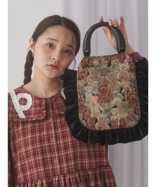 merry jenny（メリージェニー）の「bearジャガードハンドバッグ（ハンドバッグ・レディース・ブラック/ボルドー/ベージュ・FREE）」の5枚目の写真